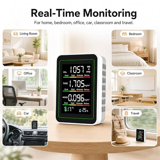 8-in-1 Indoor Air Quality Monitor, Portable CO2 Detector - Image 5