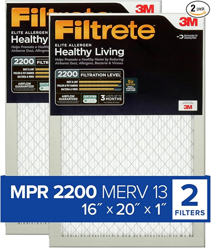 Filtrete 16x20x1 AC Furnace Air Filter, MERV 13, MPR 2200, Elite Allergen by Filtrete