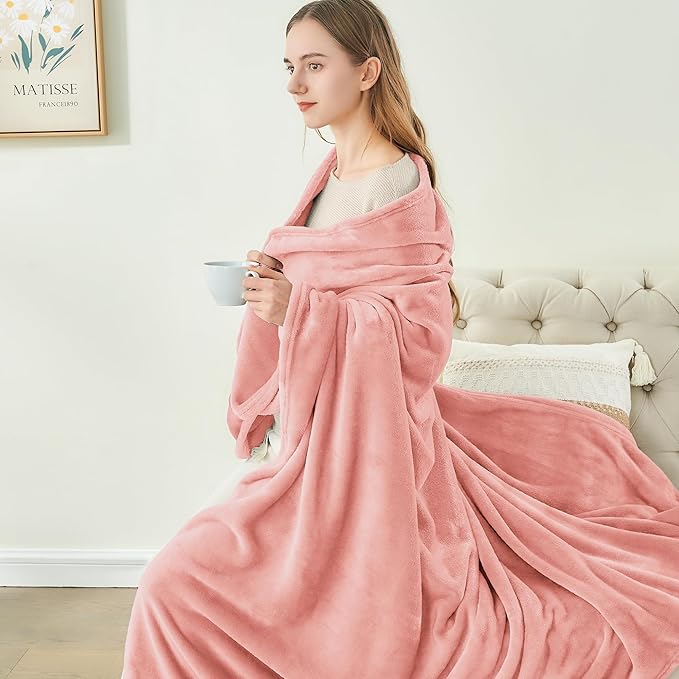 BEDELITE Fleece Blanket King Size Blankets for Bed, Luxury Plush Cozy Fuzzy Blanket 108x90 inches, Super Soft Warm Lightweight Throw Blanket All Seasons Suitable, Pink