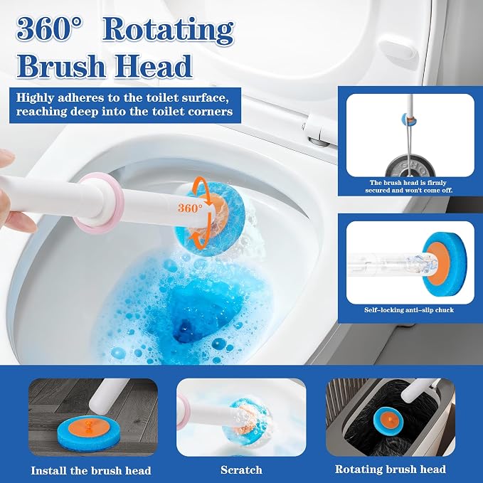 Disposable Toilet Brush, with 24 Refill Heads and Holder, Clean Brush Starter - Image 3