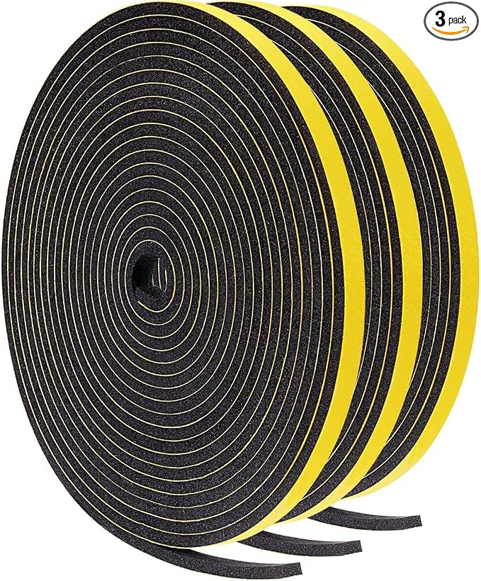 TORRAMI Foam Weather Stripping 1/4" W X 1/4" T, Foam Tape Insulation by TORRAMI