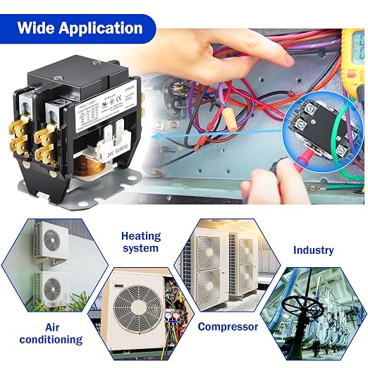Dreyoo 4 Pcs 24V Coil 40A 2 Pole Air Conditioner Contactor, UL Certified HVAC - Image 7