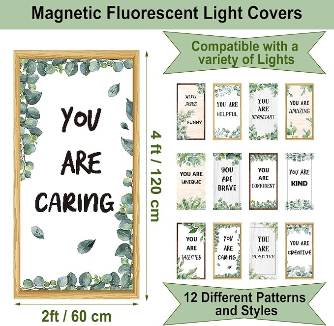Glooglitter 12 Pcs Fluorescent Light Covers 4 x 2 ft Magnetic Ceiling Light - Image 2