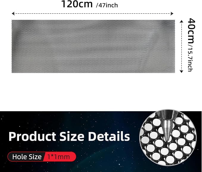 AggAuto 47in x 16in Stainless Steel Car Grill Mesh Screen, PVC Coated 304 - Image 2