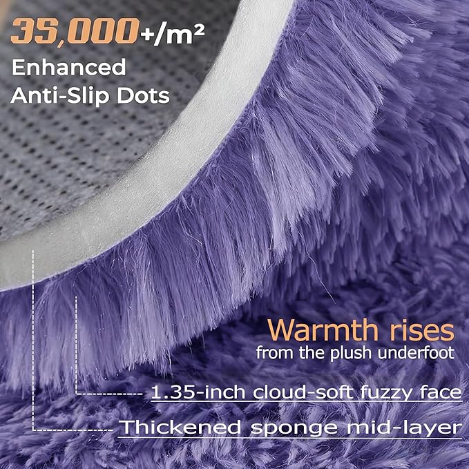 6x9 Area Rug for Living Room: Fluffy Shag Soft Washable Rugs Large Fuzzy Plush Indoor Carpet for Bedroom Nursery Playroom Kids Girls Boys Room (Purple, 6'x9')