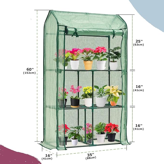 Mini Greenhouse for Indoor Outdoor, Small Plastic Plant Green House Rack Stand - Image 2