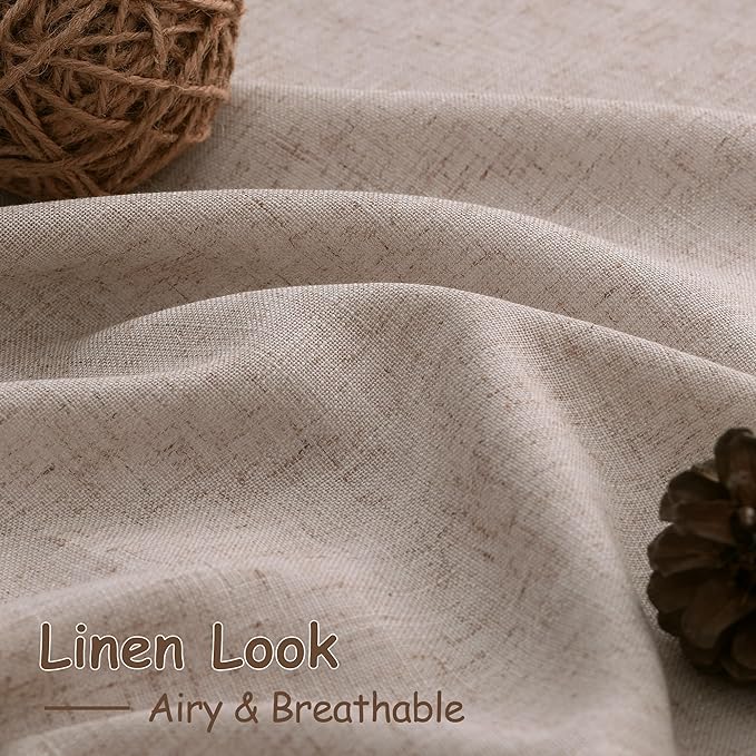 Oatmeal Linen Curtains 108 Inches Long 2 Panels Set for Living Room Back Tab Pocket Semi Sheer Modern Minimalist Extra Long Linen Curtain Light Filtering Ceiling Drapes for Large Window 40x108