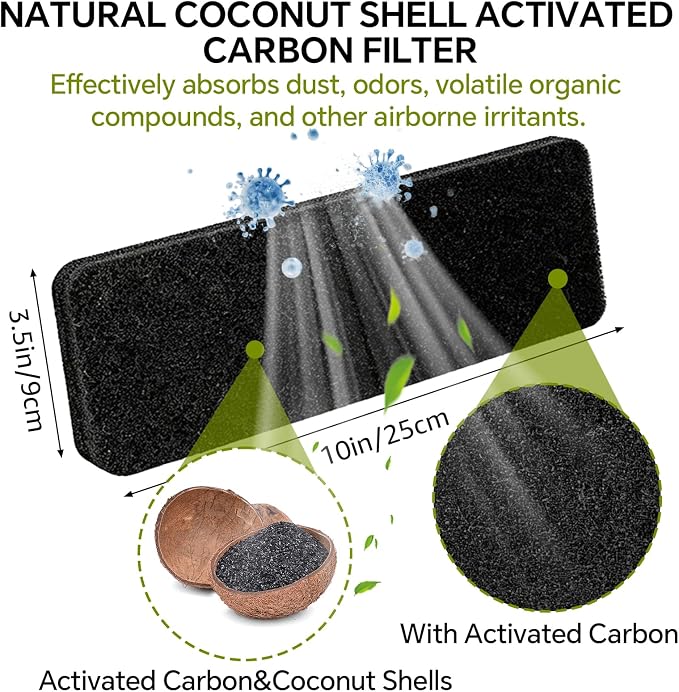 20 Pack Ceiling Fan Filters for Blades, 9.9" X 3.5" Activated Coconut Carbon - Image 4