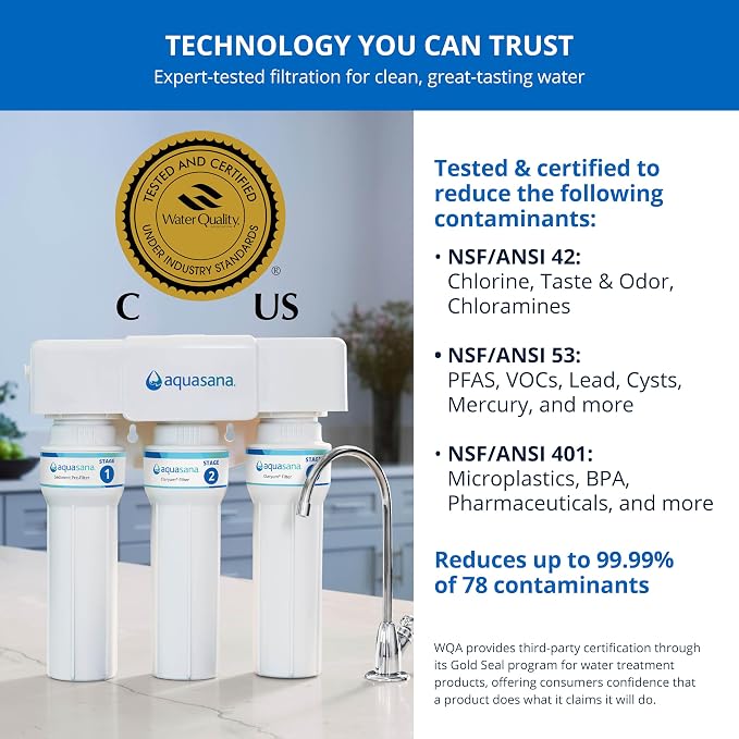 Aquasana Under Sink Water Filter | 3-Stage Max Flow Filtration | Reduces up to - Image 4