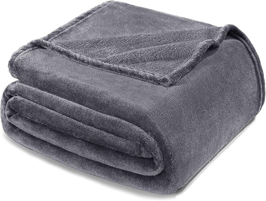 Exclusivo Mezcla Fleece Blankets Queen Size for Bed, Super Soft and Warm, All Season, Cozy, Plush, Lightweight, 90x90 Inches, Dark Grey