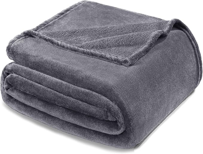 Exclusivo Mezcla Fleece Blanket King Size for Bed, Super Soft and Warm, All Season, Cozy, Plush, Lightweight, 90x104 Inches, Dark Grey