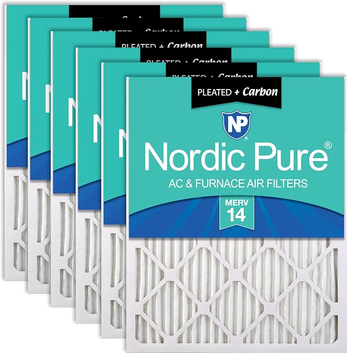Nordic Pure 14x25x1 Pleated Air Filters MERV 14 Plus Carbon 6 Pack by NordicPure