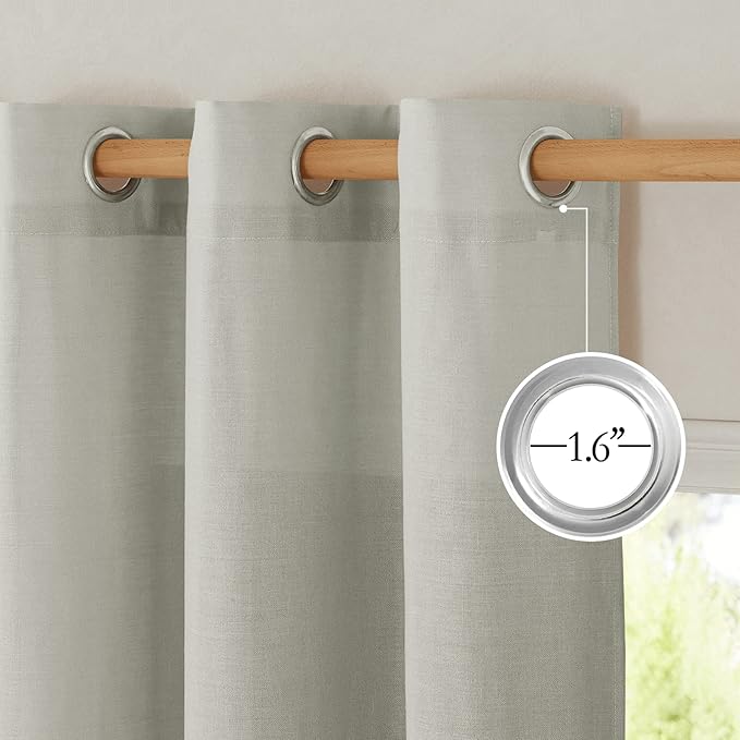 NICETOWN Linen Gray Window Curtains 84 inches Long, Grommet Thick Linen Blend Window Treatments Privacy Assured with Light Filtering for Bedroom/Living Room, W42 x L84
