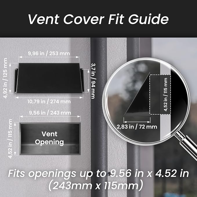 Repa Market 10 x 5 Inch Black Galvanized Steel Vent Cover - Image 2