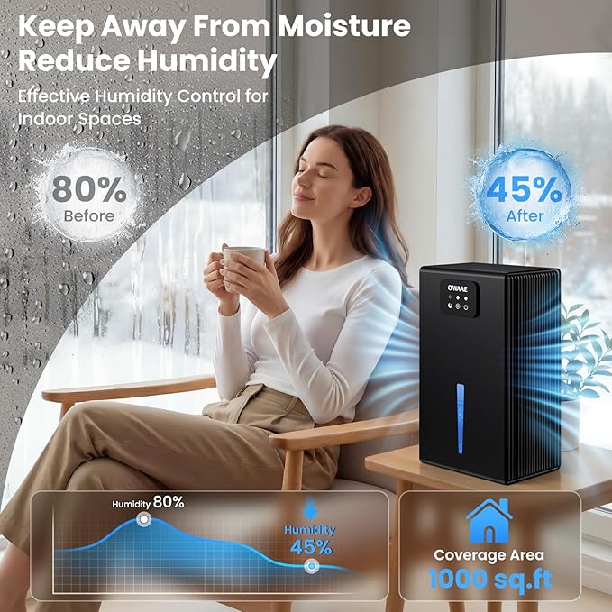 Dehumidifier, 1000 sq.ft Quiet Dehumidifiers - Image 2