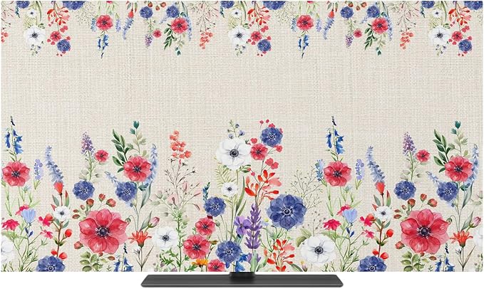 Independence Day Poppy Flower Indoor TV Cover, Elastic TV Screen Protector by Unknown
