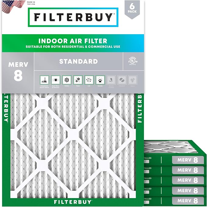 Filterbuy 14x16x1 Air Filter MERV 8 Essential Dust & Allergy Defense, by Filterbuy