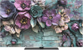 Vintage Flower Teal Mottled Wall Indoor TV Cover, Elastic TV Screen Protector by Unknown