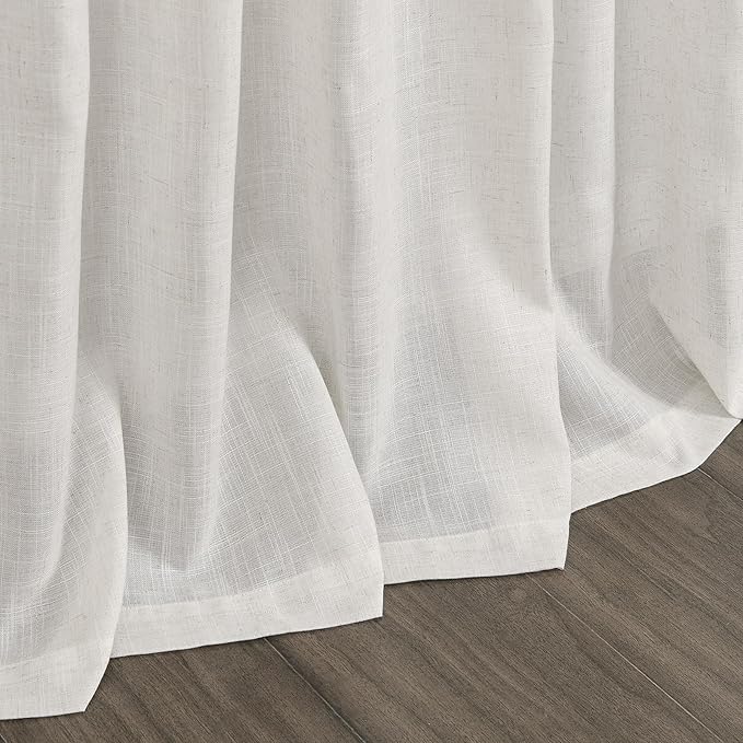 Nanspring Natural Linen Curtains 72 Inches Long for Living Room Country Light Filtering Semi Sheer Curtains Farmhouse Decor Curtain for Bedroom Back Tab and Rod Pocket 52x72, 2 Panels