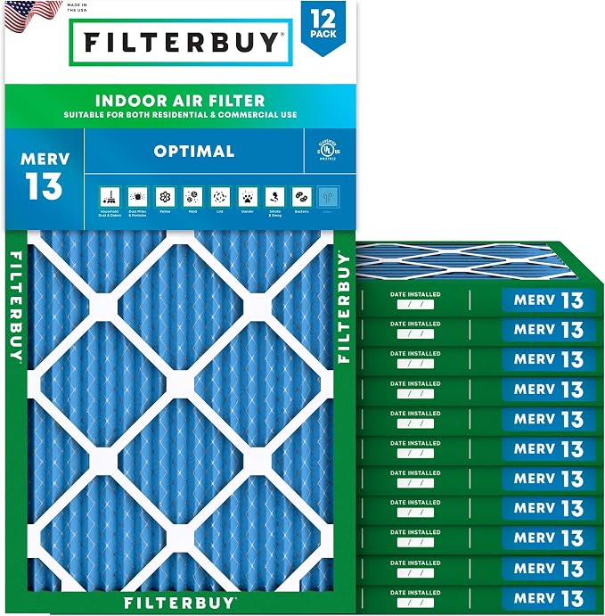 Filterbuy 15x25x1 Air Filter MERV 13 Optimal Smoke & Allergy Defense, by Filterbuy