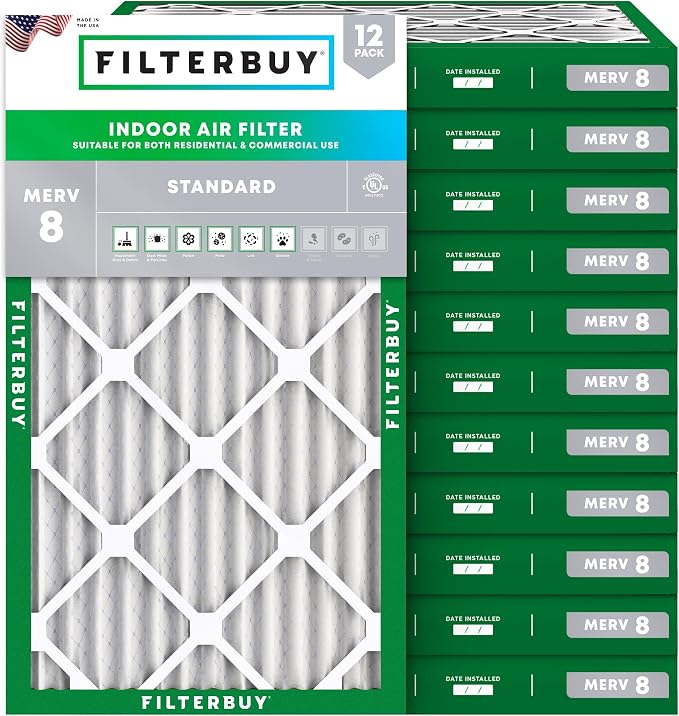 Filterbuy 10x20x2 Air Filter MERV 8 Essential Dust & Allergy Defense, by Filterbuy