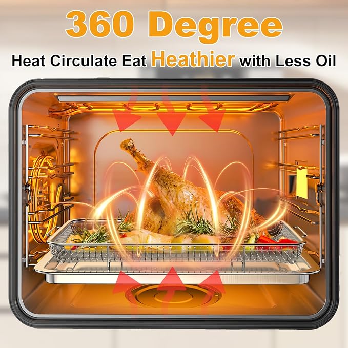 Air Fryer Basket for Oven 12.8"x9.6", 2 Pack Large Air Fryer Basket and Tray - Image 3