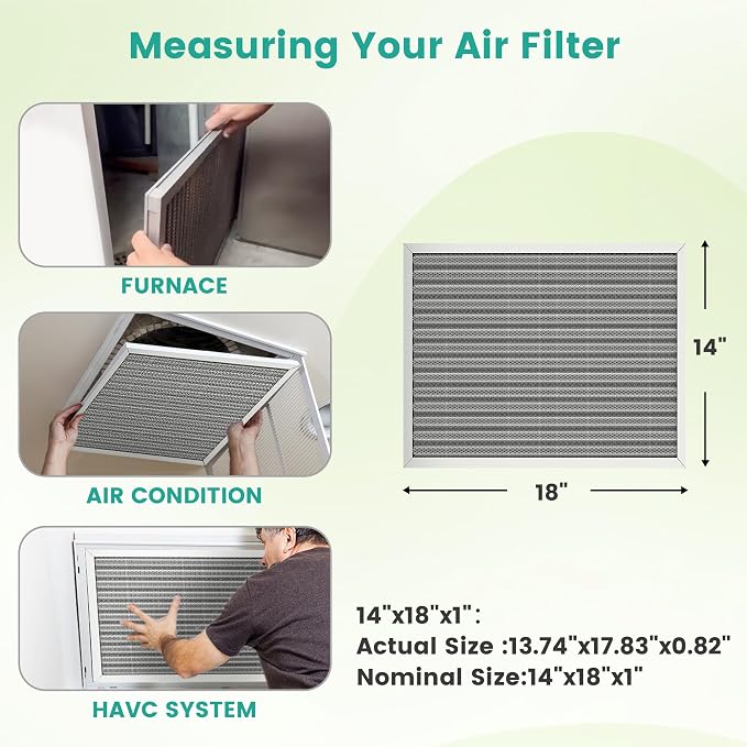 14x18x1 HVAC Furnace Air Filter, Washable Electrostatic Furnace Filter - Image 3