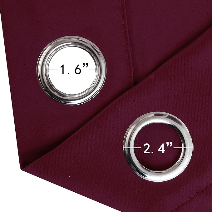 LEMOMO Burgundy Red Thermal Blackout Curtains/52 x 108 Inch/Set of 2 Panels Room Darkening Curtains for Bedroom
