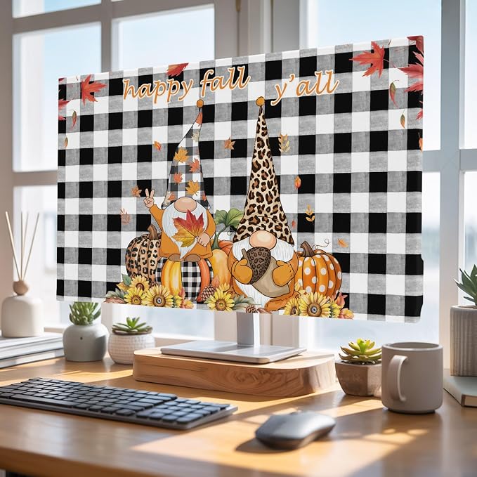 Thanksgiving Gnome Pumpkin Sunflower Indoor TV Cover, Elastic TV Screen - Image 5