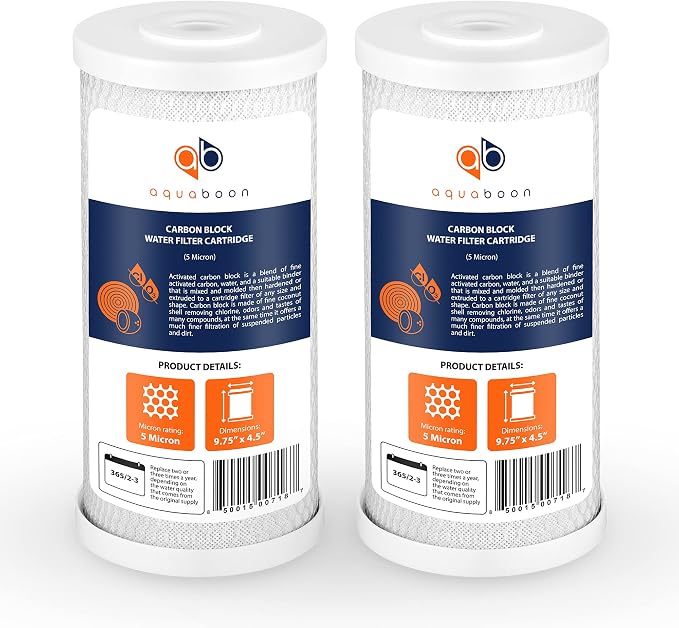 Aquaboon 5 Micron 10x4.5 Carbon Block Water Filters Whole House CTO Water by Aquaboon