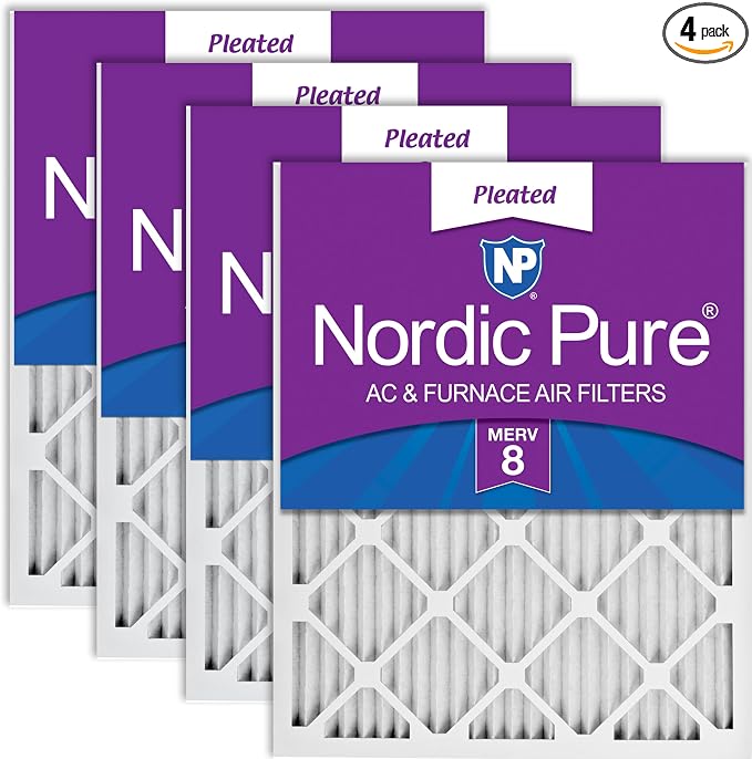 Nordic Pure 16x20x1 Pleated MERV 8 Air Filters 4 Pack by NordicPure