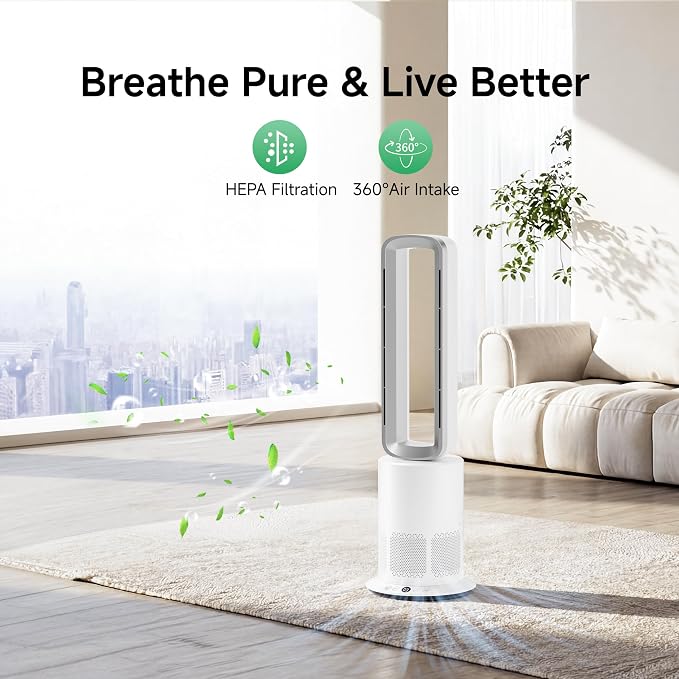 Xcity TP09Pro Bladeless Tower Fan, 3-in-1 Air Purifier, Space Heater & Cooling - Image 5