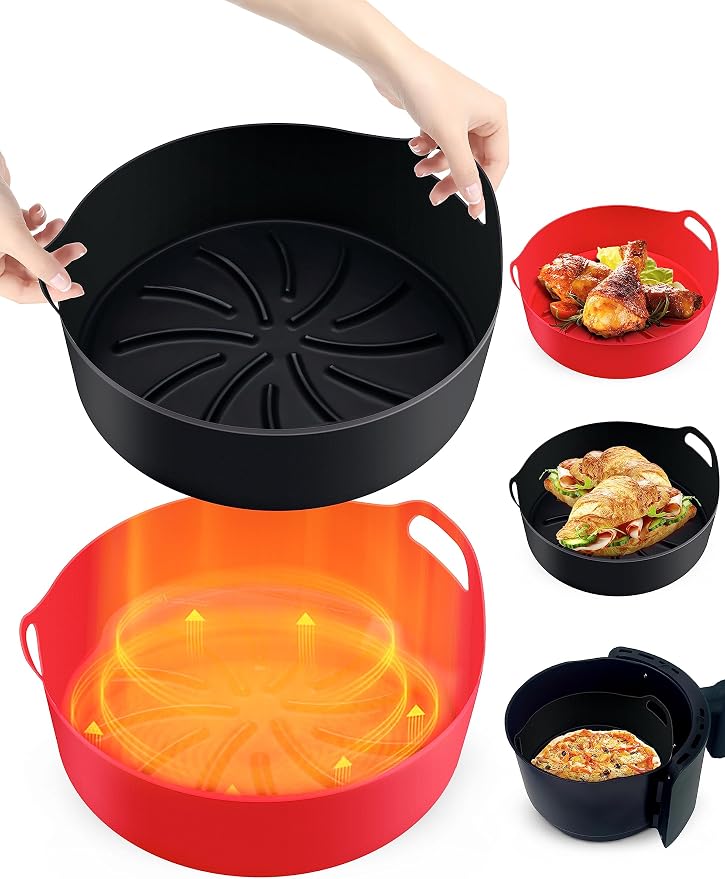 Mastery Mart 5-8QT Reusable Silicone Air Fryer Liners -8 Inch, Durable/Easy to by MeetingYourHighStandardsfromOfficetoHomeandPets