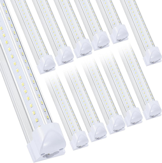 12 Pack,Led Shop Lights, 8FT Led Shop Light,100W 6000K 15000LM Clear White, Led Shop Light 8FT 110V Linkable Integrated V-Shape for Shop Garage,Warehouse,