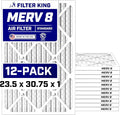 Filter King Air Filters 23.5x30.75x1 | 12 Pack | MERV 8 HVAC Pleated AC Furnace by FilterKing
