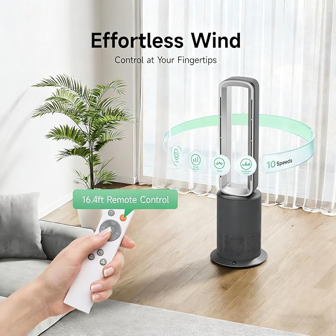 Xcity TP09Pro Bladeless Tower Fan, 3-in-1 Air Purifier, Space Heater & Cooling - Image 8