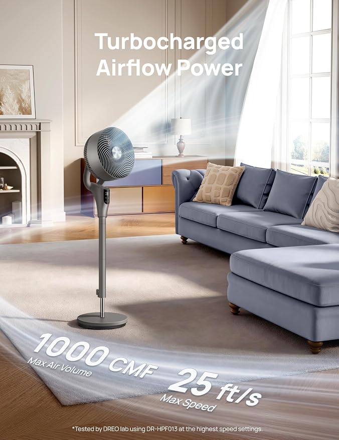 DREO Fan for Bedroom, 2026 Upgraded, 90ft Airflow, 20dB Quiet Fan, 90° - Image 2