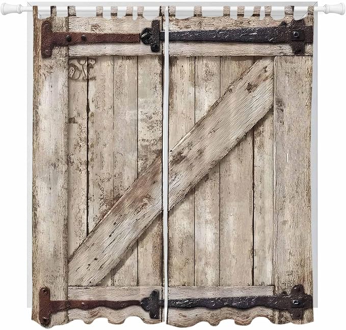 Farmhouse Wood Grain Living Room Curtains 84 Inch Length, Window Curtains Tab by Unknown