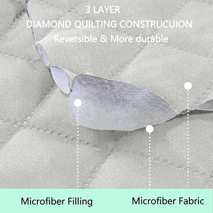 Reversible Oversized Sofa Covers Couch Cover Furniture Protector for Dogs Elastic Straps Water Resistant(XLSofa Light Grey/Light Grey)