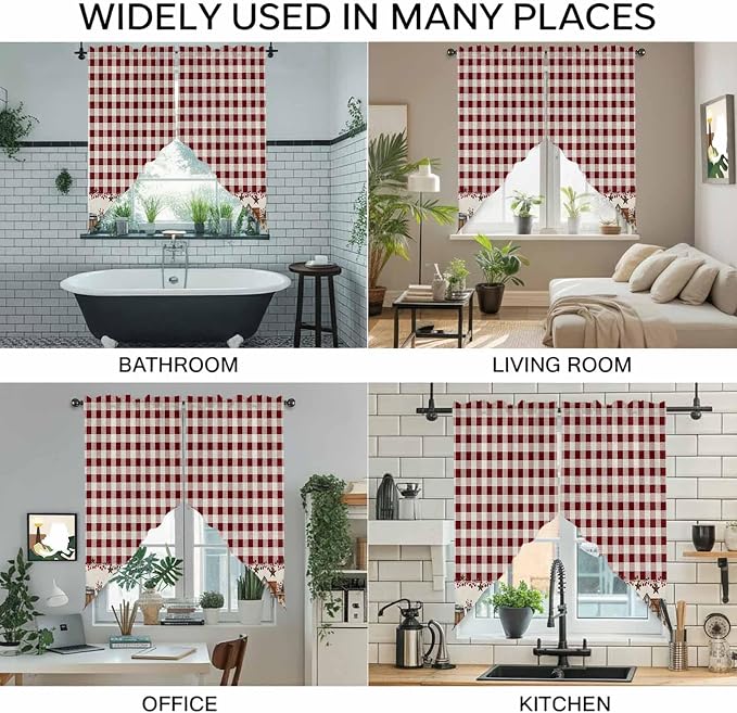 Swag Curtain Valances for Kitchen Windows, Farm Barn Western Star on Vintage - Image 9