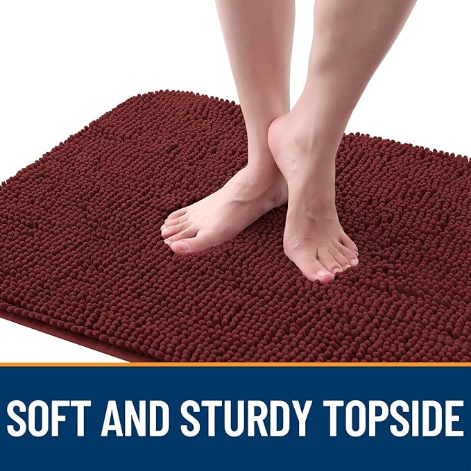 OLANLY Dog Door Mat for Muddy Paws 47x32, Absorbs Moisture and Dirt, Absorbent Non-Slip Washable Doormat, Quick Dry Chenille Mud Mat, Entry Indoor Entryway Carpet for Inside Floor, Caramel Russet