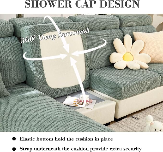 Sofa Covers Couch Covers for Sofa Pet Friendly Couch Cushion Covers Universal Sofa Covers Washable Stretch Slipcovers for Sectional Sofa (Texture Green,Back Cover L)