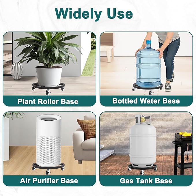 2 Pack Metal Plant Caddy with Wheels, Plant Stand with 360° Lockable Casters - Image 6