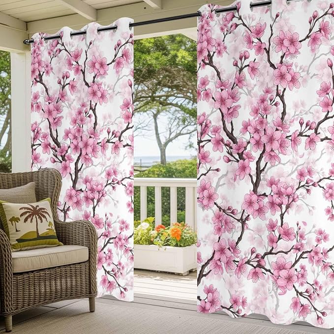 Cherry Flowers Outdoor Curtains - Image 5
