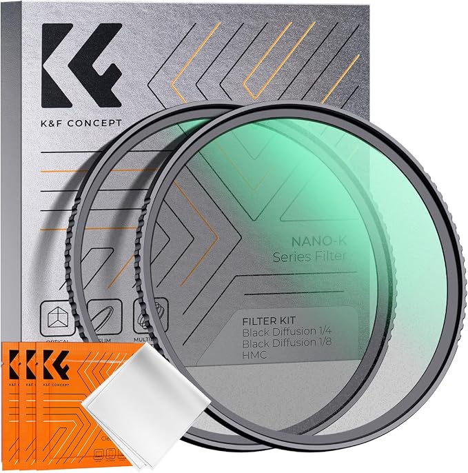K&F CONCEPT 72mm Black Diffusion 1/4 & 1/8 Filters Kit Mist Cinematic Effect by KFCONCEPT