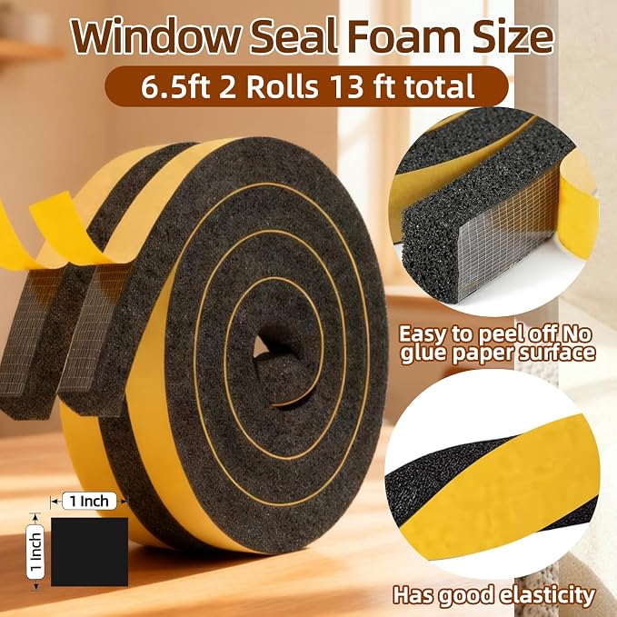 Air Conditioner Foam-2 Rolls, 1 Inch Wide X 1 Inch Thick Total 13 Feet Long - Image 2