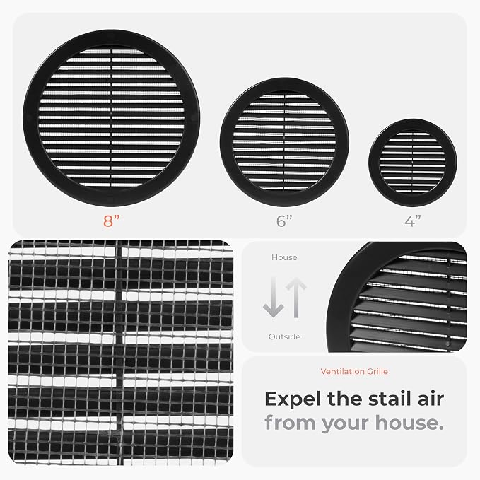 2pack 8" Inch Black Plastic Round Vent Cover - Image 3