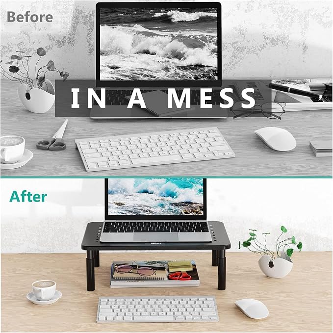 WALI Dual Monitor Stand for Desk, Desk Monitor Riser 3 Height Adjustable - Image 6