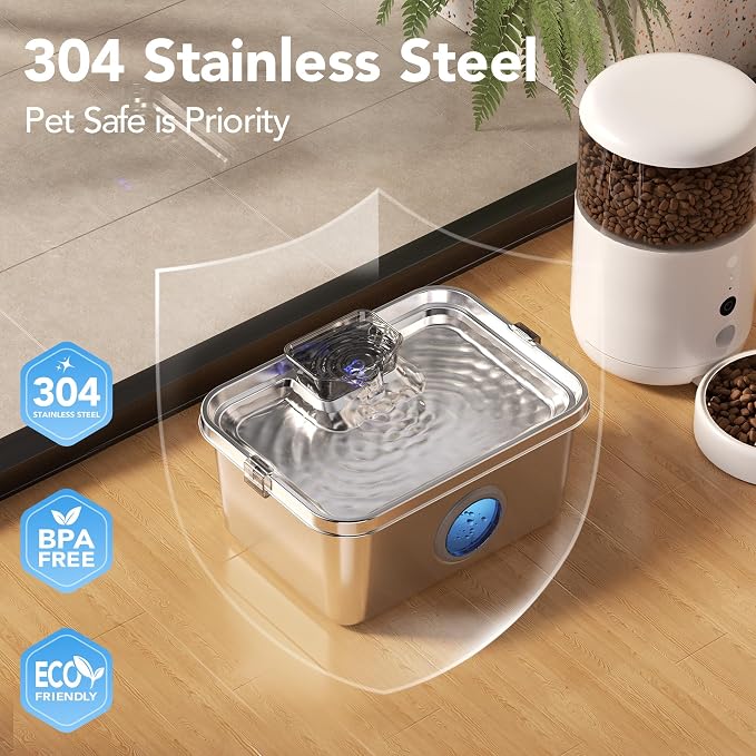 PETIMI Dog Water Fountain, 3 Gallons Stainless Steel Dog & Cat Water Fountain - Image 2