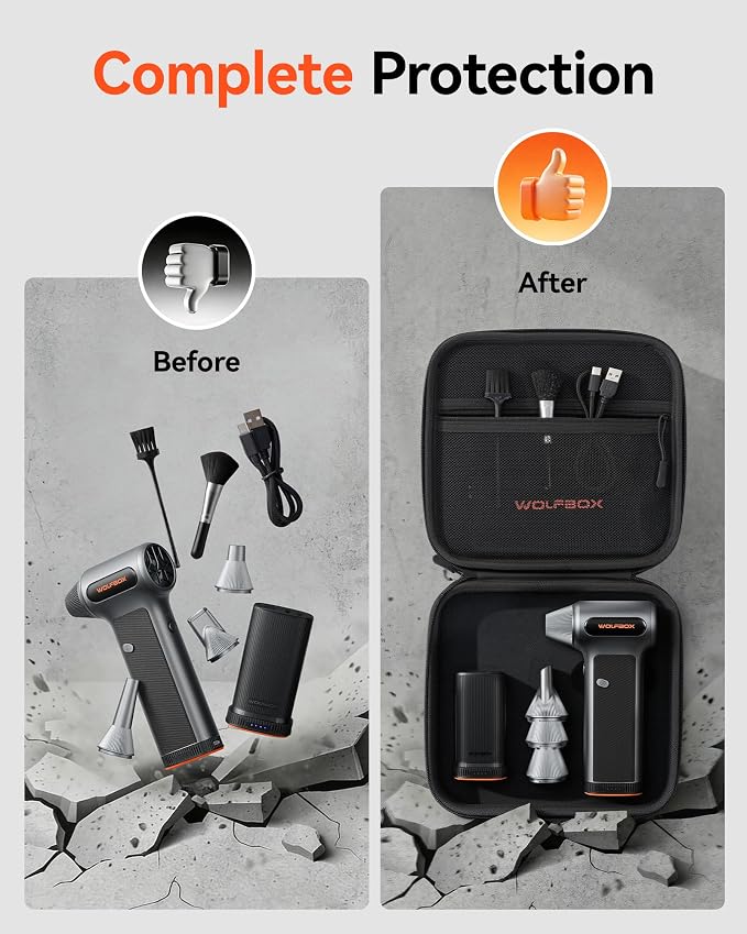 WOLFBOX Hard Carrying Case for MF200 Electric Air Duster, Shockproof Travel - Image 3